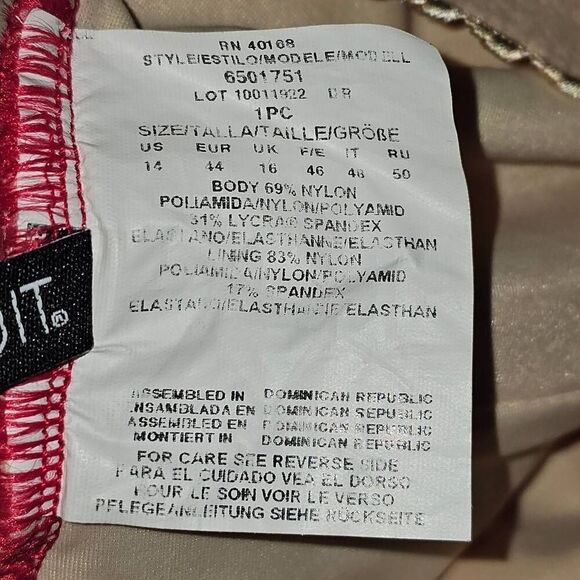 Miraclesuit Womens Red White Draped One Piece Swimsuit 14 - Picture 5 of 5